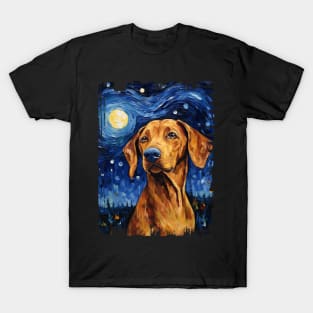 Redbone Coonhound Dog Starry Night Painting Dog Mom Dad T-Shirt